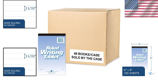Durable 6" x 9" Top Bound Writing Tablets Bulk - 100 Sheets Each, Coated Finish