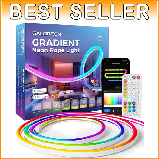 16.4ft RGB Neon Rope Lights - Voice-Controlled & Waterproof Smart LED Strips