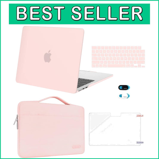 MacBook Air 13 Inch Pink Case with Keyboard Skin & Webcam Cover for M2-M4 Models