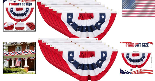 Celebrate with 12 Foldable American Flag Banners - 3x6 Feet for Patriotic Events