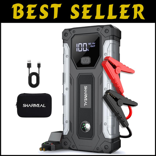 Robust 4000 Amp Jump Starter Pack with Integrated Safety Features & LED Light