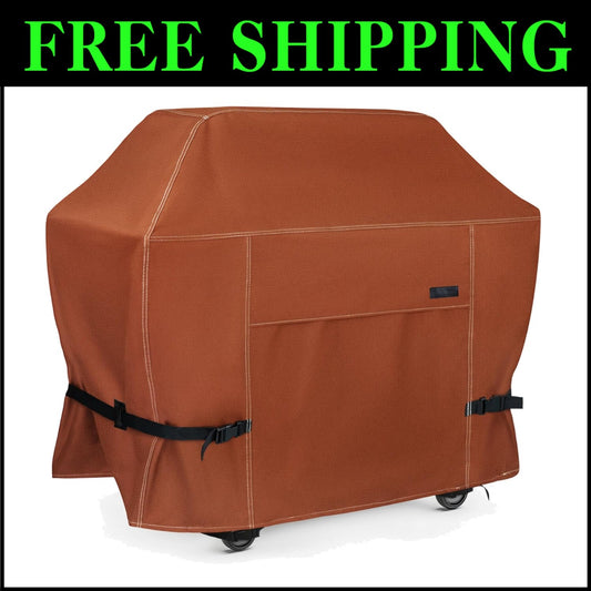 Secure Fit BBQ Grill Cover 56 Inch - Adjustable Waterproof Protection in Brown