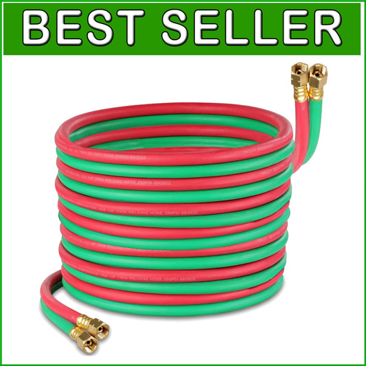 50 Foot Twin Oxy Acetylene Hose - Flexible, Abrasion-Resistant for Welders