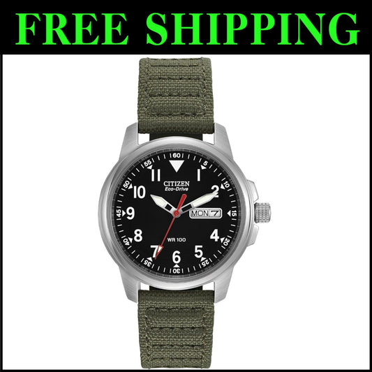 Men's Eco-Drive Weekender Watch - Rugged Stainless Steel & Olive Nylon Combo