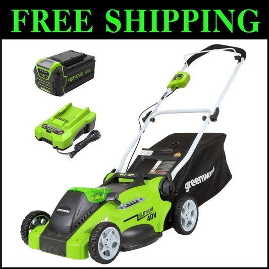 40V Cordless Push Lawn Mower - 16" Cutting Width with 4.0Ah Battery & Charger