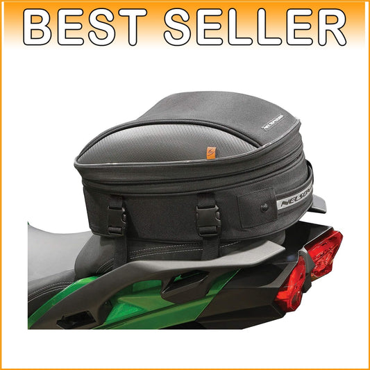 Black Commuter Sport Motorcycle Tail Bag – Waterproof with Reflective Accents