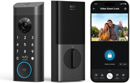 3-in-1 Keyless Entry Eufy Video Smart Lock with Rechargeable Battery Function