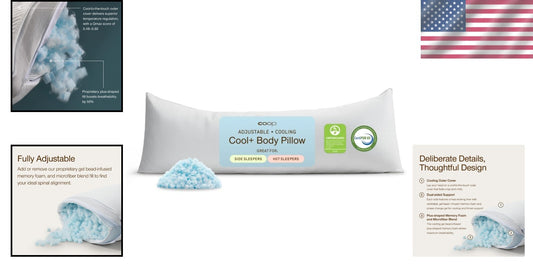 Ultimate Cooling Gel Body Pillow 18x52 - Adjustable Support & Washable Cover