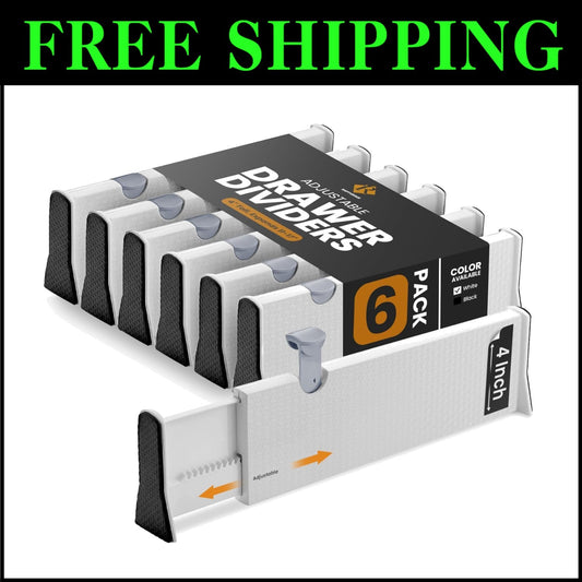 6 Pack Adjustable Drawer Organizers - Stylish Storage Solution for Every Room
