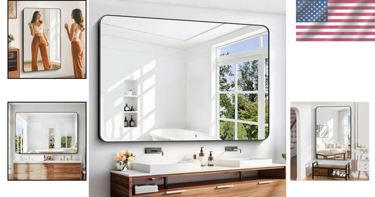 Elegant Shatterproof Wall Mirror 60x40" - Perfect for Bathrooms & Living Spaces