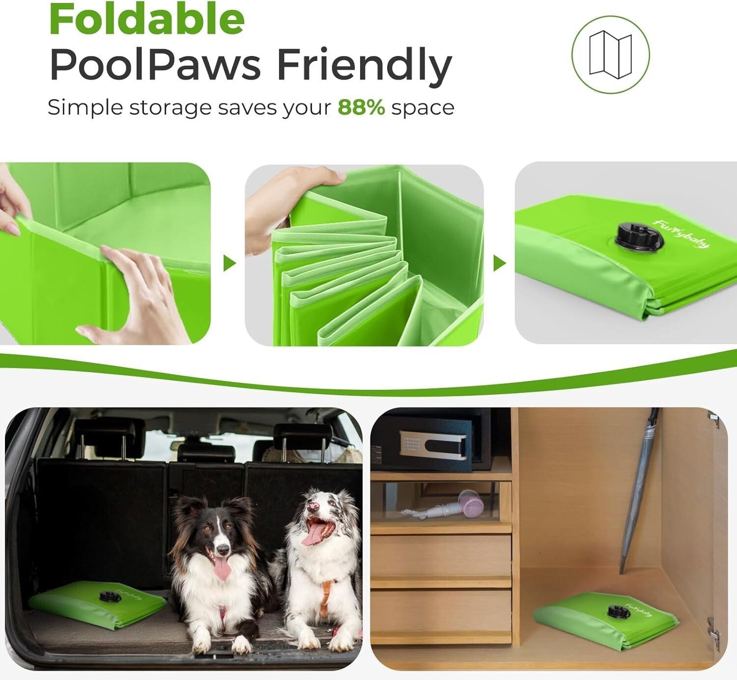 Foldable 63'' Dog Pool - Safe and Durable Wading Pool for Pets and Kids