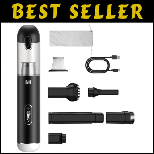 Portable Handheld Vacuum with LED Display & 5-in-1 Accessories - 20000PA Power
