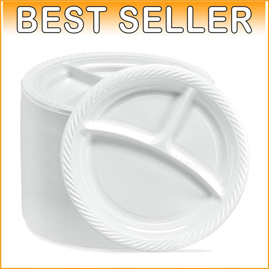 Lightweight 9'' Three-Section Plates - 400 Count Disposable for Catering