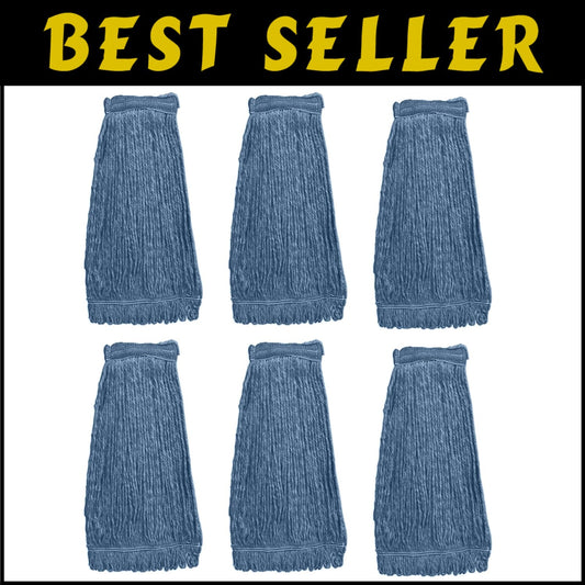 Heavy-Duty Cotton Mop Head Refill Pack of 6 - Ultimate Floor Cleaning Solution