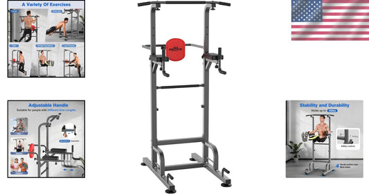 Compact Pull Up Bar Station - Multi-Function 450LBS Dip Station for Home Gym