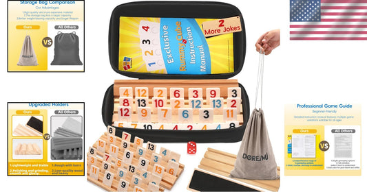 Cognitive Rummy Game Set Includes 162 Tiles, Racks & Storage Bag – Fun for All