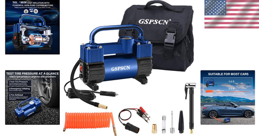 Lightweight 12V Tire Inflator with 11ft Hose - Quick Inflation for All Vehicles