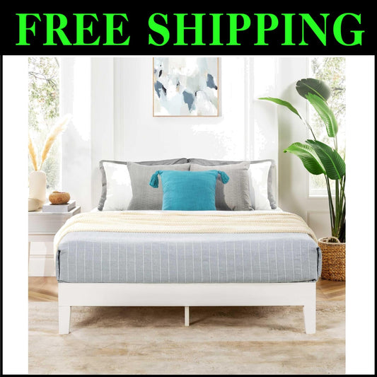 Queen Solid Wood Platform Bed, 12-Inch Height, Easy Assembly - Naturalista Grand