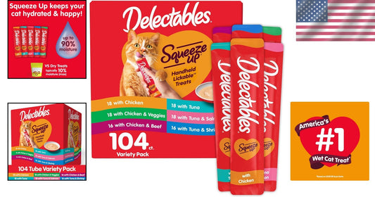 Delectables Squeeze Up Variety Pack - 104 Grain-Free Lickable Cat Treats