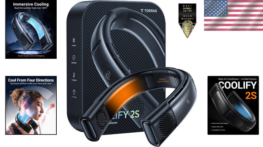 Color-Changing Portable Neck Air Conditioner with App Control - COOLIFY 2S Black