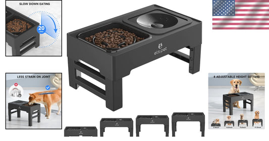 Collapsible Adjustable Dog Bowl Set with Stainless Steel & Slow Feeder Options