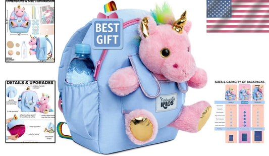 Adorable Unicorn Backpack for Girls 4-6 with Removable Toy – Perfect Gift!
