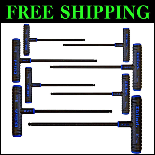 Metric T-Handle Ball-Hex Keys - 8-Piece Set with Soft Grip and Durability