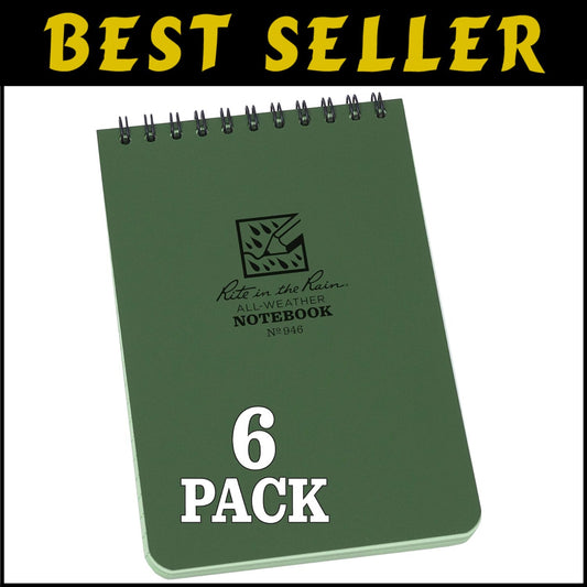 Eco-Friendly 6-Pack Weatherproof Notebooks - Green 4"x6" for Active Lifestyles