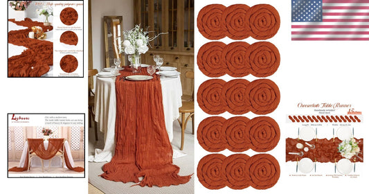 Terracotta Plaid Cheesecloth Table Runners - 15 Packs for Elegant Celebrations