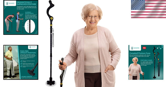 Ergonomic Folding Walking Cane for Seniors - Adjustable Height 40-49 Inches