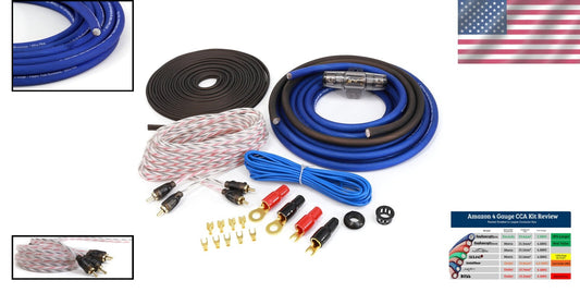KCA Complete 4 Gauge Wiring Kit for Subwoofer & Amplifier – Ultra-Flex Blue