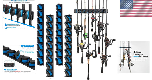 Compact 4-Pack Fishing Pole Holder - Unique Grip Design for Garage Organization