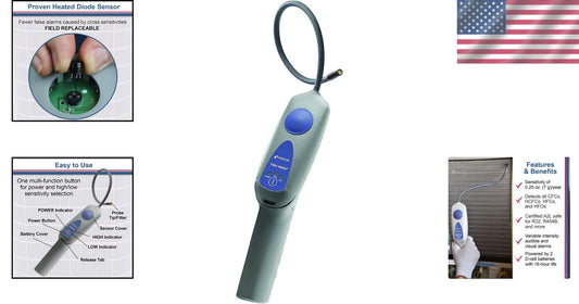 Compact and Reliable Refrigerant Leak Detector - Accurate, Battery-Powered Model