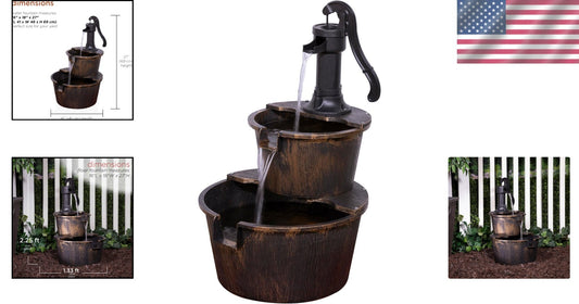 Charming 27” H Bronze Barrel and Pump Fountain for Tranquil Gardens