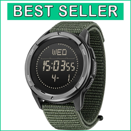 Adjustable Nylon Tactical Watch for Men - Waterproof & Stylish Digital Design