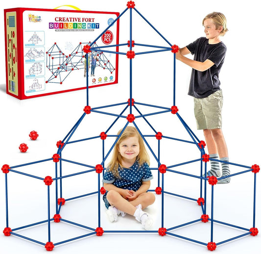 200-Piece Fort Building Kit for Kids - Ultimate Indoor/Outdoor STEM Activity