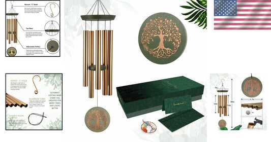 Classic 36" Tree of Life Wind Chimes - Outdoor Gift Box for Special Occasions