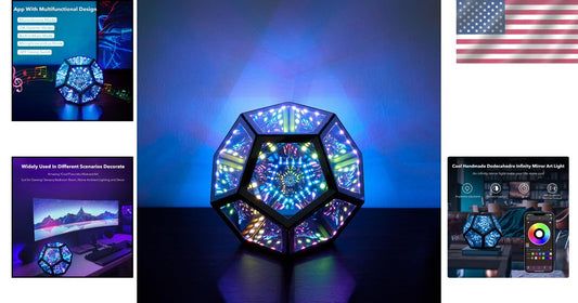 RGBW Infinity Dodecahedron Desk Lamp - Color Changing Mood Light for Gamers