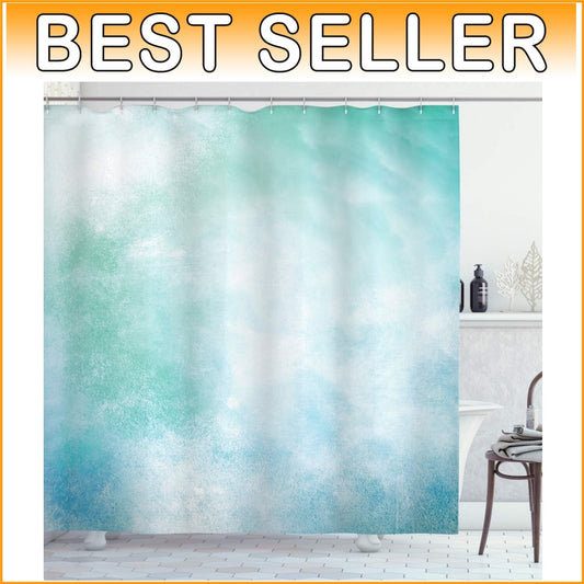 Artistic Turquoise Shower Curtain - Unique Cloud Print, Grommet Style 69" x 84"