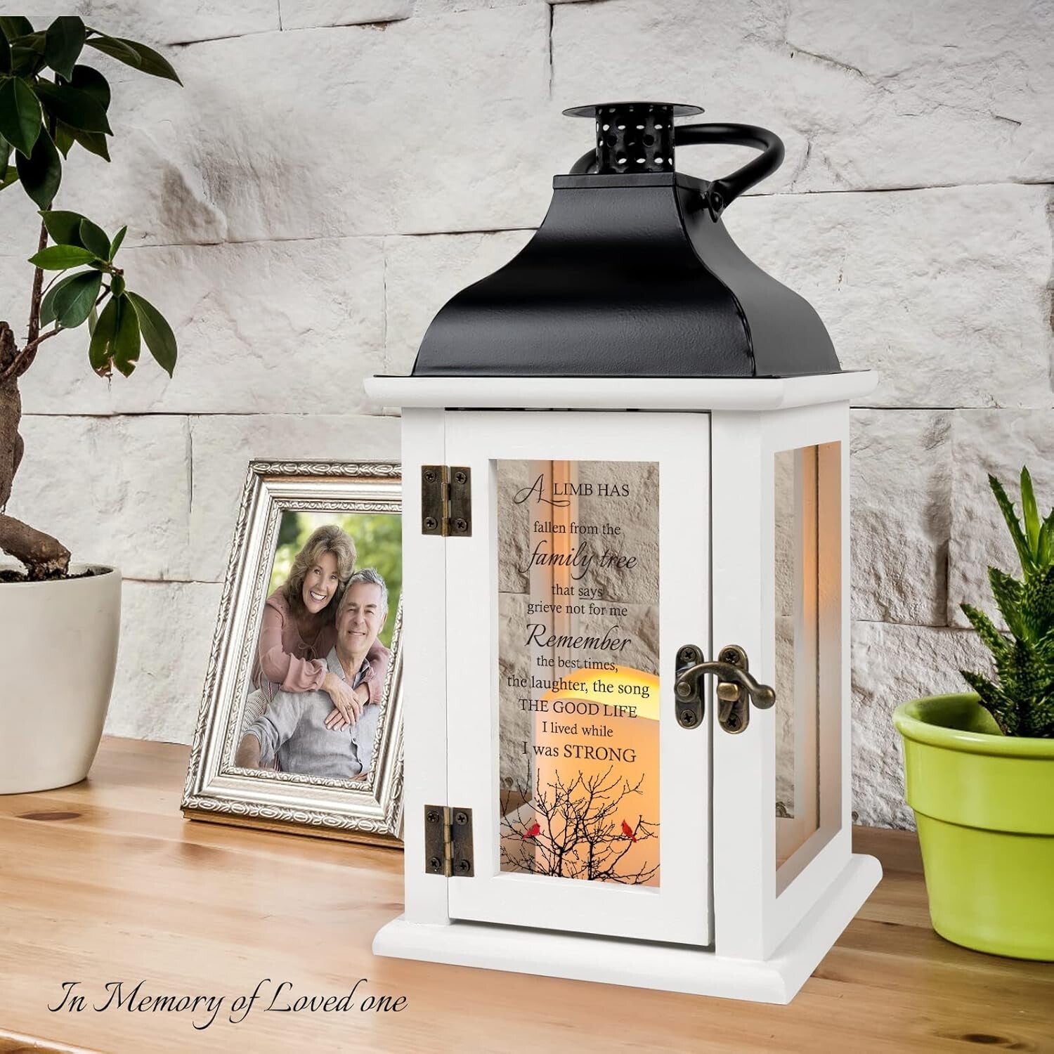 UV Printed Glass Memorial Lantern - Elegant Gift for Grieving Friends and Family