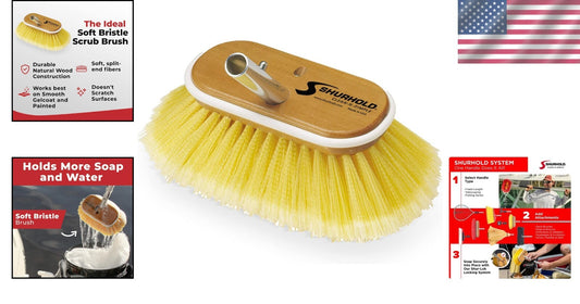 Attachable 6" Soft Bristle Deck Brush - Ideal for Fiberglass & Painted Surfaces
