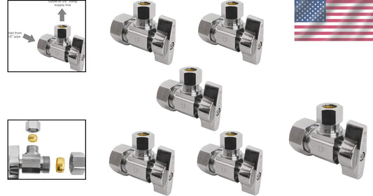 Durable 1/4 Turn Heavy Duty Chrome Shut Off Valve - 5 Pack for Plumbing Needs