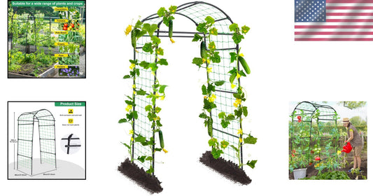 6.7ft Stylish Garden Arch Trellis for Climbing Plants - Durable Black Support