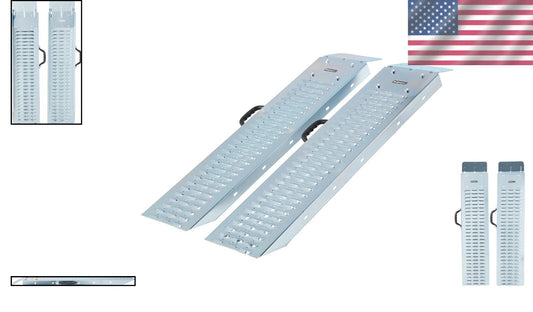 Set of 2 Steel Vehicle Loading Ramps - 1200 lbs Capacity for Pickup & Trailers