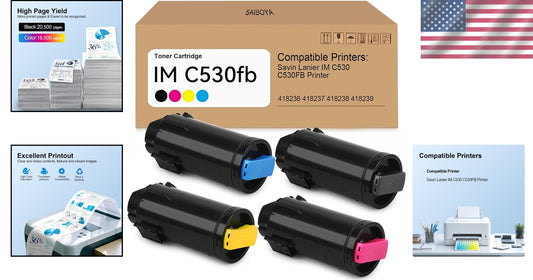 High-Performance Toner Cartridge for Ricoh IM C530fb - 4 Colors Included