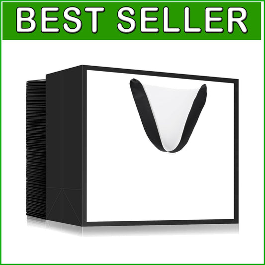 Elegant Black/White Gift Wrap Bags - 50 Count, Perfect for Parties and Retail