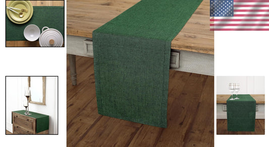 Elegant 120 Inch Forest Green Linen Table Runner - 100% Pure Flax Design