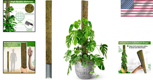 59'' D-Shape Moss Pole for Climbing Plants - Durable Indoor Plant Support