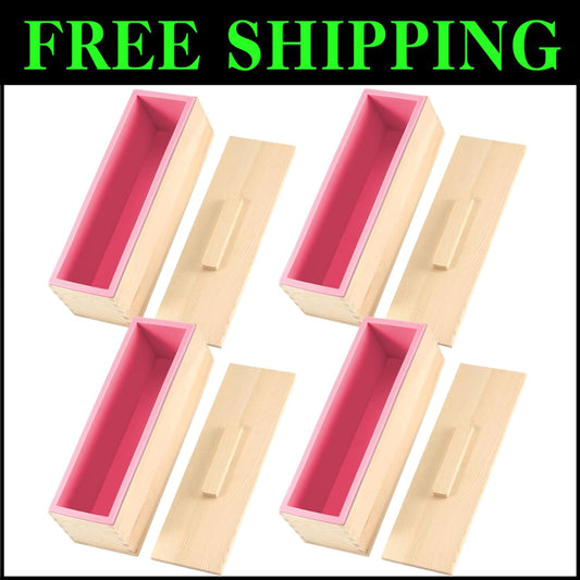 Reusable 42oz Pink Soap Molds Set with Wooden Lids - Ideal for Creative Crafts