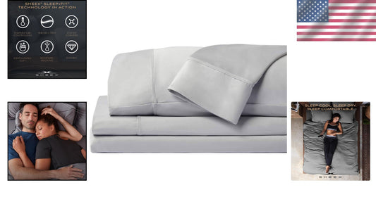Wrinkle-Free Pearl Blue Performance Sheets - Cooling King Set with Pillowcases